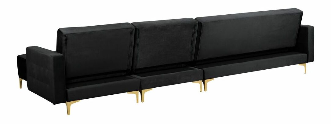 Rohová sedací souprava s taburetkou Aberde (černá) (L)