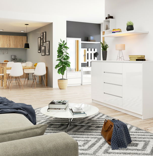 Komoda Koa (bílý lesk)