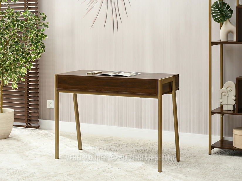 PC stolek Land (ořech + zlatá)