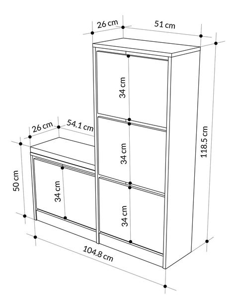 Skříňka na boty Dora (tmavě hnědá)