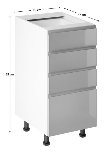  Spodní skříňka D40S4 Aurellia (bílá + šedý lesk)