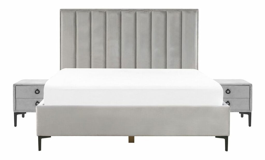 Manželská postel 180 cm s nočními stolky Saturnino (šedá)