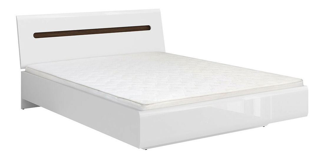 Manželská postel 160 cm BRW Azteca Trio LOZ/160 (bílá + lesk bílý)