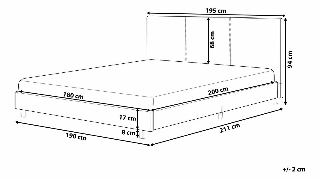 Manželská postel 180 cm ALVIA (s roštem) (šedá)