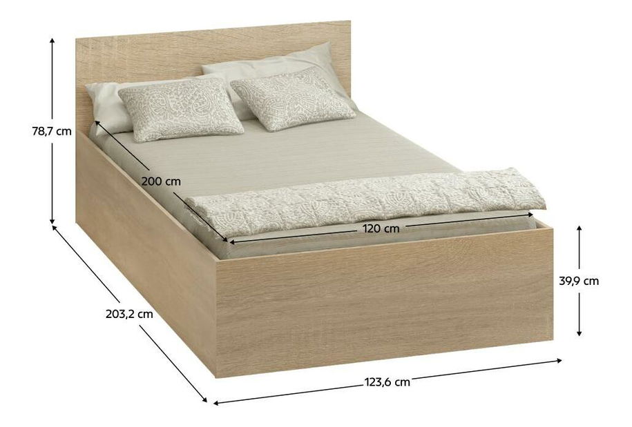 Jednolůžková postel 120 cm Discutibles (dub sonoma) (s roštem) (s úl. prostorem)