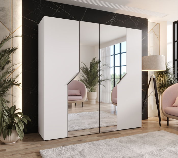 Šatní skříň Alaris 2 200 (bílá + kašmír) (se zrcadlem)