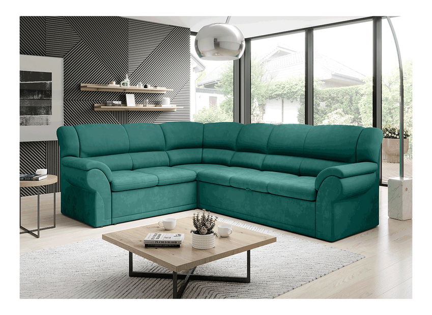 Rohová sedačka Kenfast (smaragdová) (L)