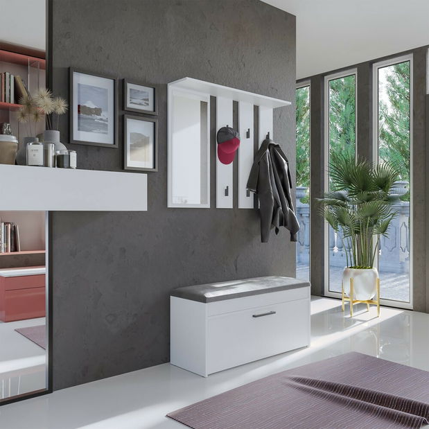 Předsíňová sestava Puntuable 1 (bílá) (se zrcadlem)