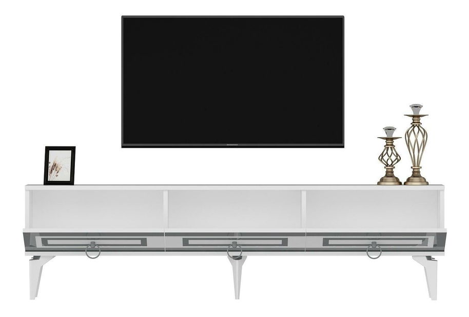 TV stolek/skříňka Pemava 2 (bílá + stříbrná)