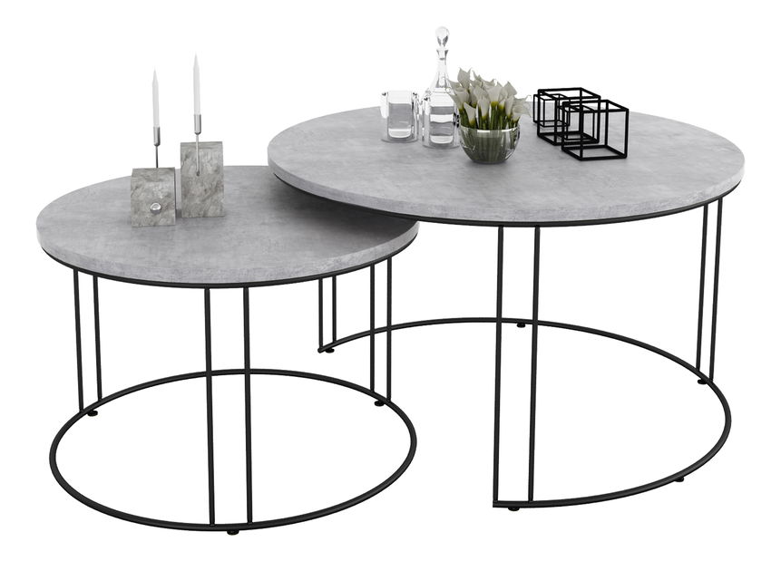 Set 2 ks. konferenčních stolků Essence (černá + beton)
