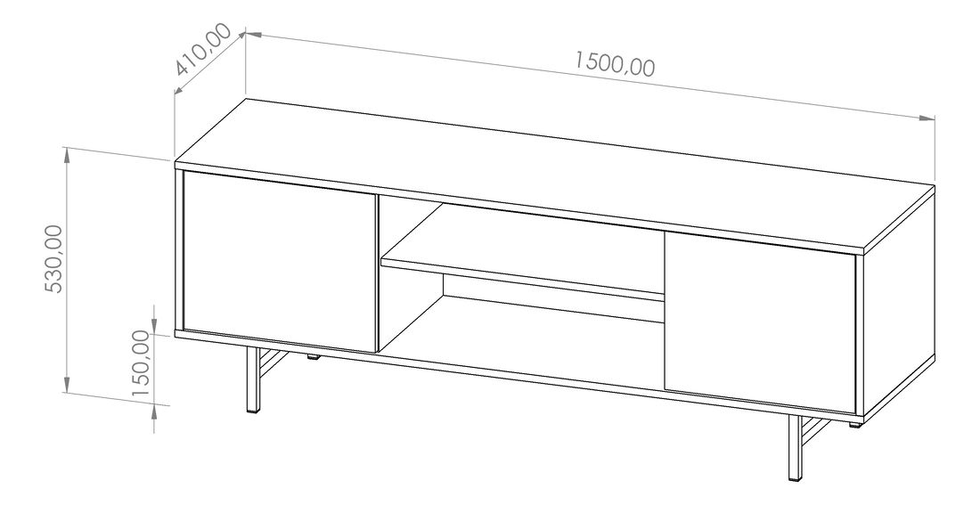 Tv stolek Presto RTV (černá matná + captains deck)
