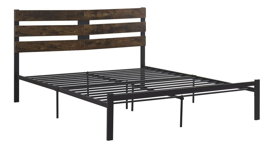 Manželská postel 160 cm Acabarian (černá + dub rustikal) (s roštem)