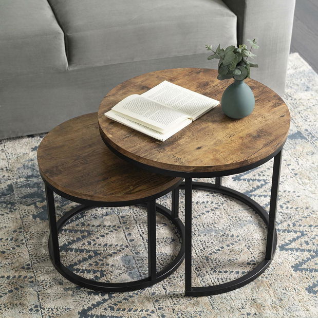 Set 2 konferenčních stolků Firmadas (dub rustikal)