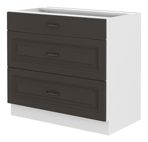 Dolní kuchyňská skříňka Sheila 80 D 3S BB (bílá + grafit)