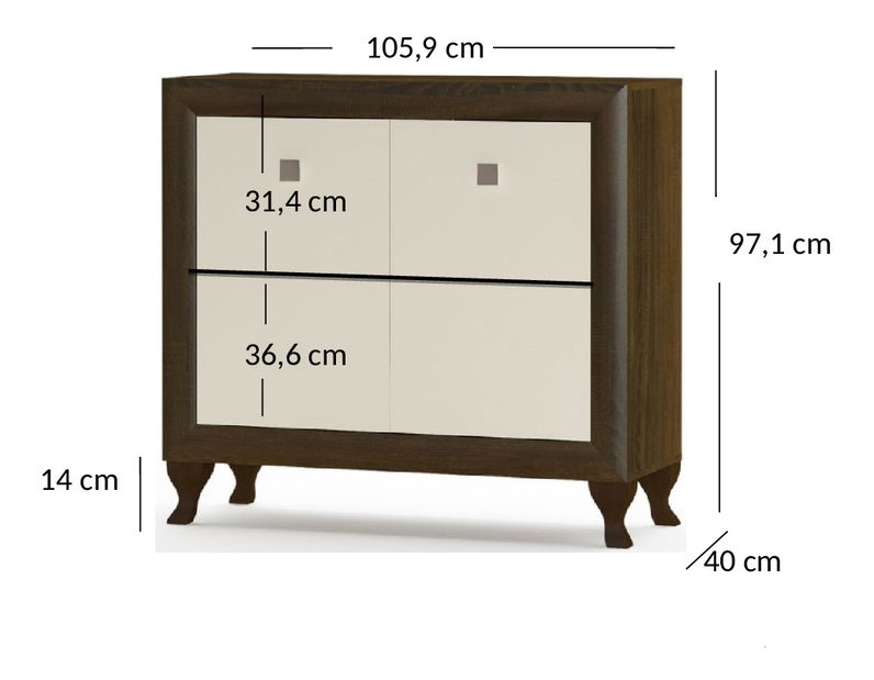 Komoda PEONY (dub sonoma čokoládový + béžový lesk)