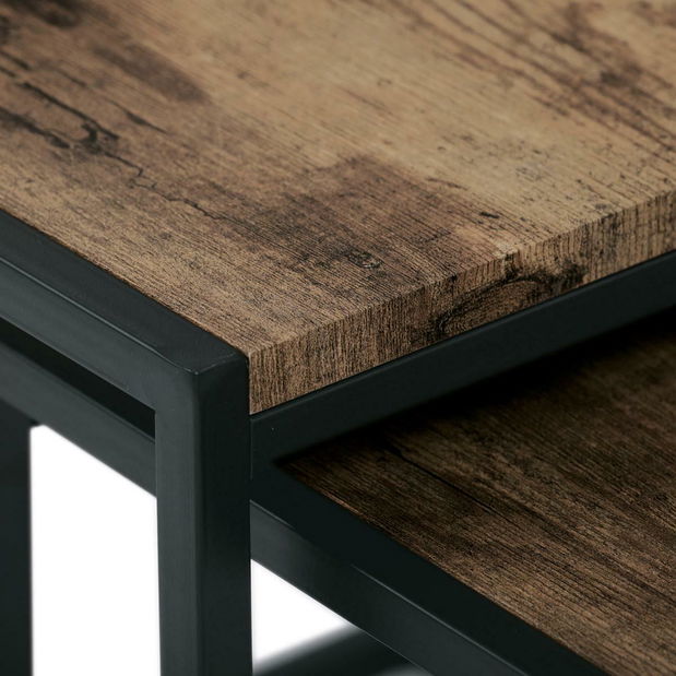 Set 3 konferenčních stolků Ascendio (old style wood)