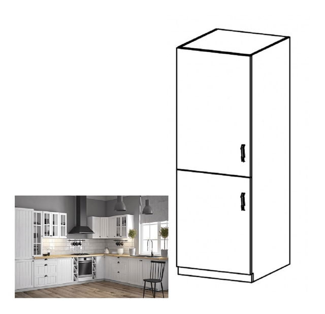 Dolní kuchyňská skříňka na vestavnou ledničku D60ZL Provense (bílá + sosna andersen) (L)
