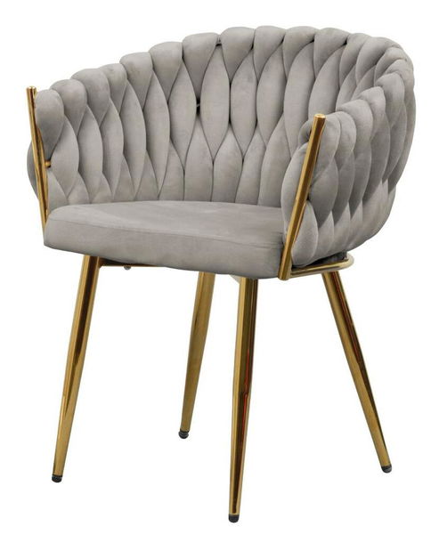 Jídelní židle Delila (šedohnědá + chrom zlatý)