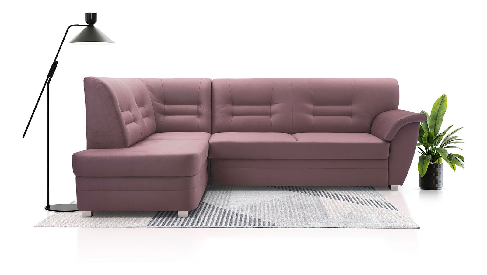 Rohová sedací souprava Janeen (růžová) (L)