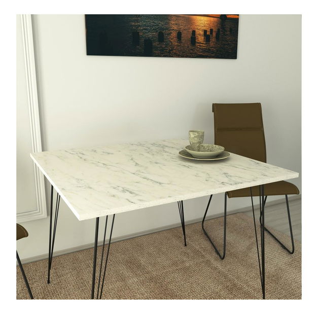 Jídelní stůl Sabuna 2 (pro 4 osoby) (černá + bílá)