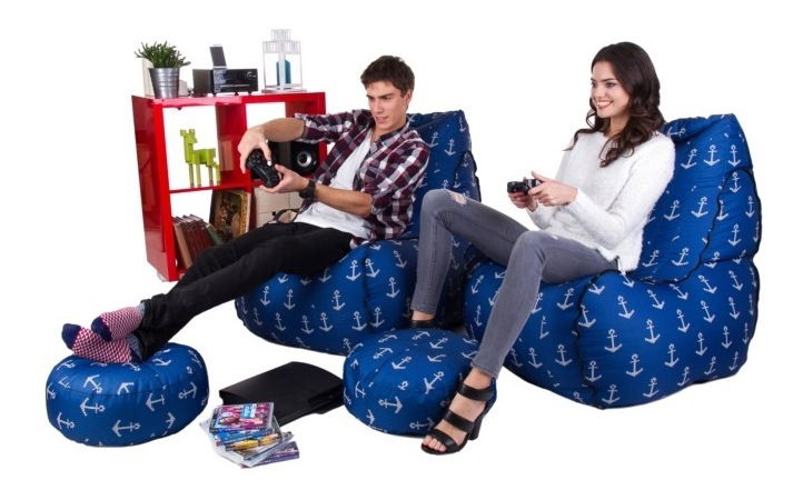 Sedací pytel s taburetkou Montana Zipp (modrá)