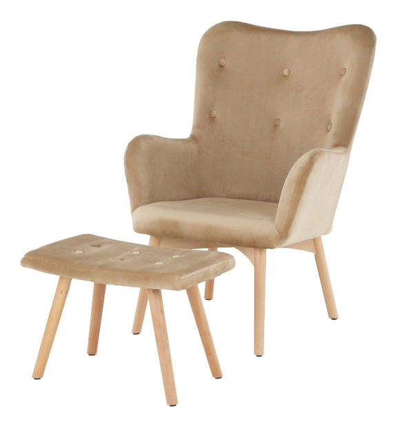Křeslo s taburetem Lance New (béžová)