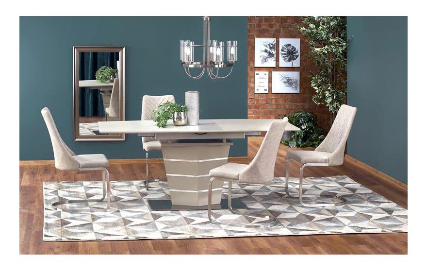 Rozkládací jídelní stůl 140-180 cm Suena (bílá + stříbrná) (pro 6 8 osob)