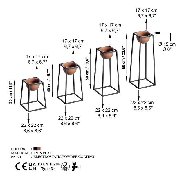 Dekorativní stojan na květiny Gwion (černá + měděná)
