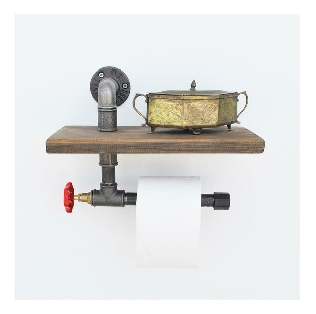 Nástěnný držák na toaletní papír Mapeno 10 (ořech + černá)