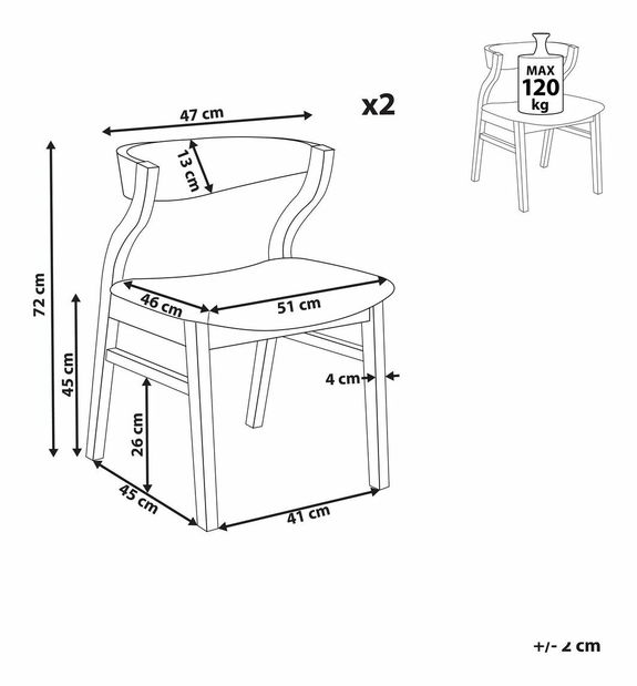 Set 2 ks jídelních židlí Maori (světlé dřevo)
