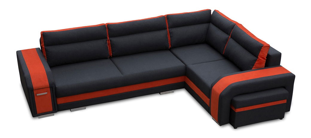 Rohová sedací souprava Asperata (tmavěšedá + oranžová) (P)