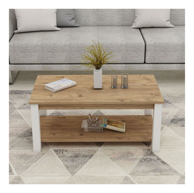 Konferenční stolek Milasi 1 (bílá + borovice atlantická)