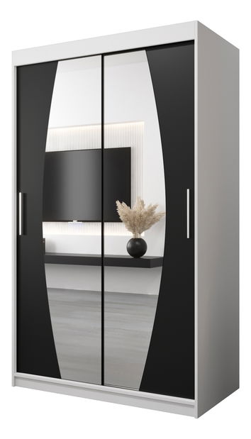 Šatní skříň 120 cm Eclipse (bílá matná + černá matná)