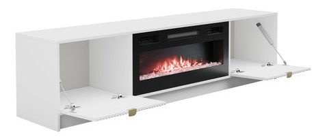 TV skříňka s krbem Rozoma EF (bílý velvet)