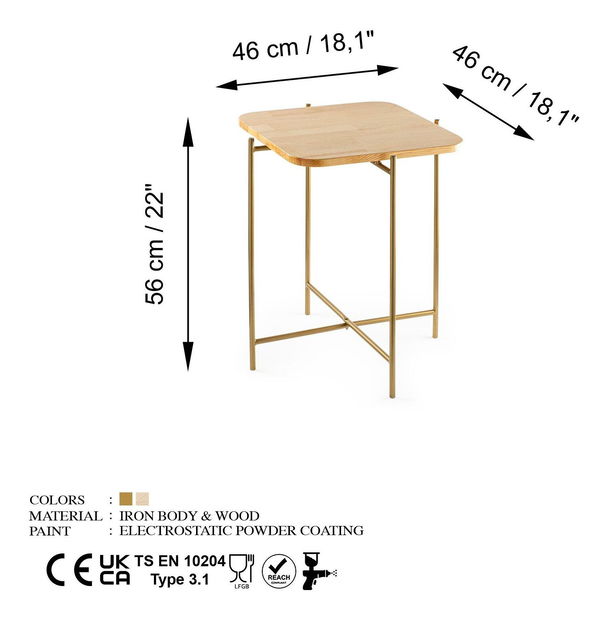 Konferenční stolek Museli 3 (přírodní + zlatá)