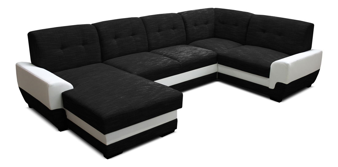 Rohová sedací souprava U Simona L+2+A+1 (černá + bílá) (L)