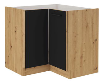 Rohová dolní kuchyňská skříňka Meriel 90/90 DN 1F BB (černá + dub artisan)