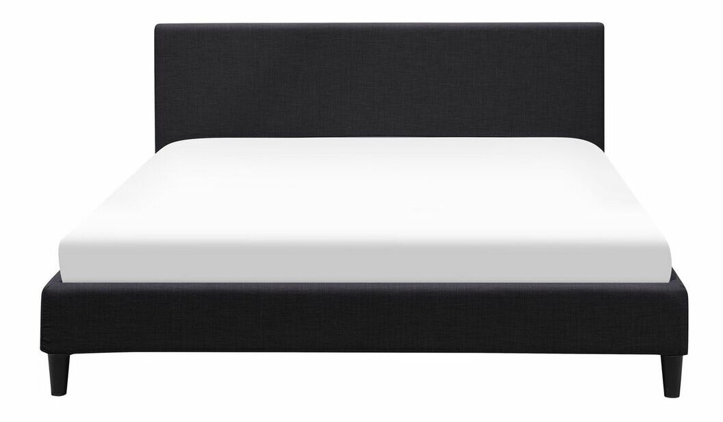 Manželská postel 160 cm FUTTI (s roštem a LED osvětlením) (černá)