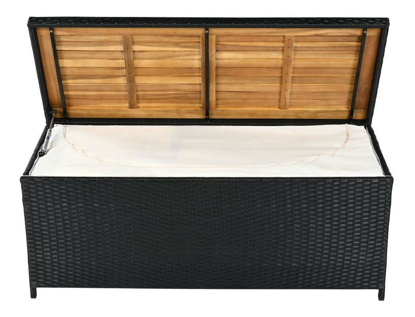 Zahradní úložný box Bilius (černá + přírodní + krémová)