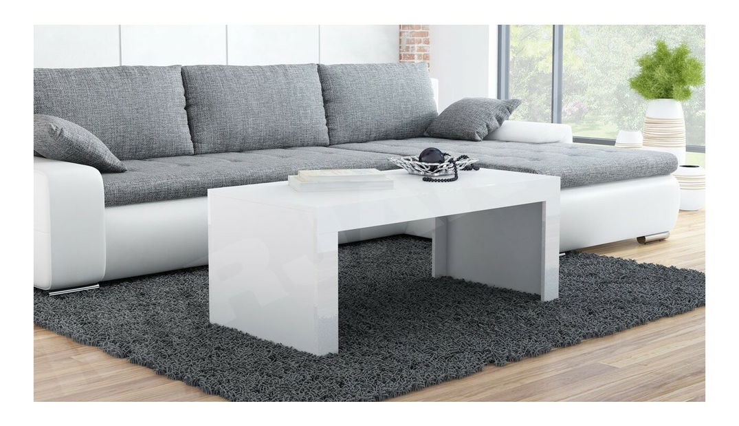 Konferenční stolek Mireille (bílá + lesk bílý) *bazar