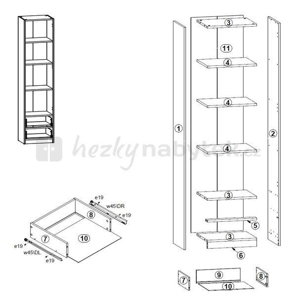 Vitrína BRW CLIPPER REG1D2S-1W2SL