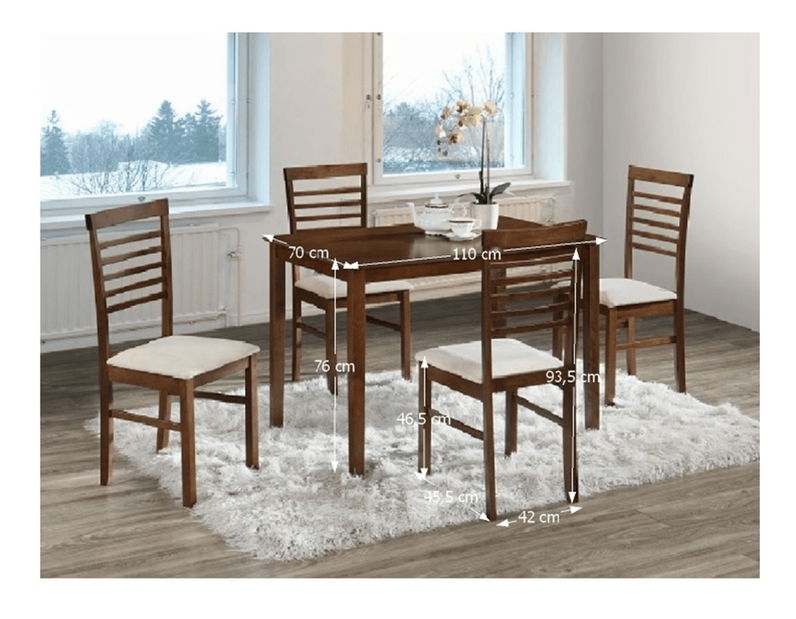 Jídelní set Medo 1+4 (ořech + béžová) (pro 4 osoby) *výprodej