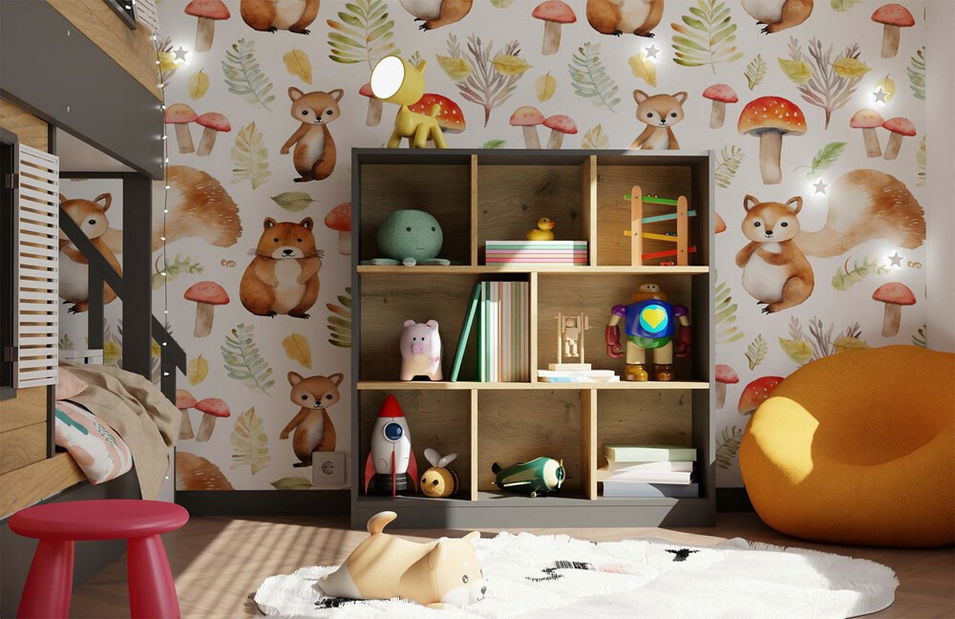 Regál Fragil 2 (antracit + dub artisan)