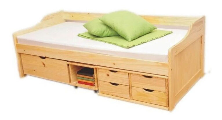 Jednolůžková postel 90 cm Mangu (masiv, s roštem)