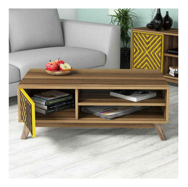 Konferenční stolek Dedute (ořech + žlutá)