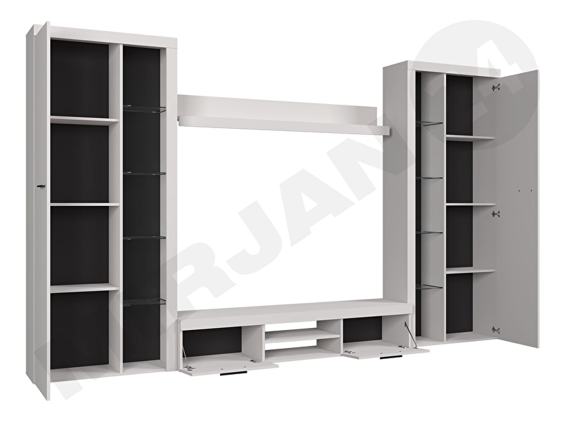 Obývací stěna Rokara XL (bílá) (osvětlení LED bílé)