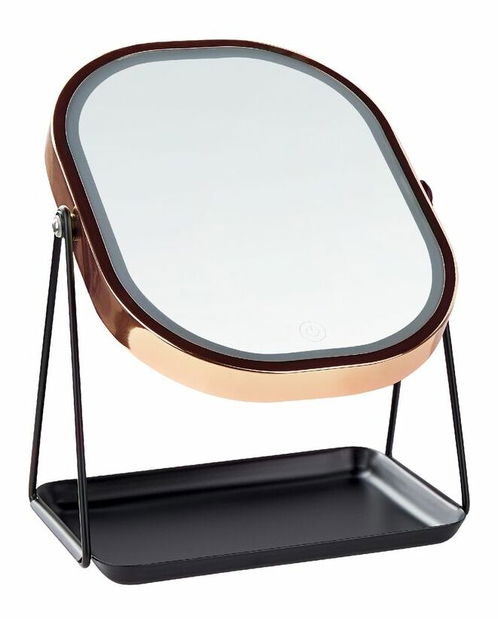 Kosmetické zrcadlo Dinora (růžovozlatá) (s LED osvětlením)