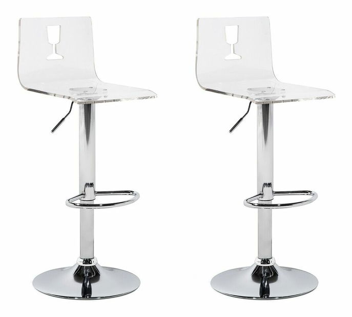 Set 2ks. barových židlí Bozen (průhledná) (bílý plast)