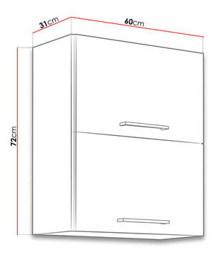 Horní kuchyňská skříňka Bronte 60 GU-72 2F (dub lancelot + bílý lesk)