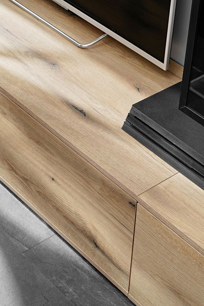 Obývací stěna Cresto (dob coast evoke + černá) (s osvětlením)